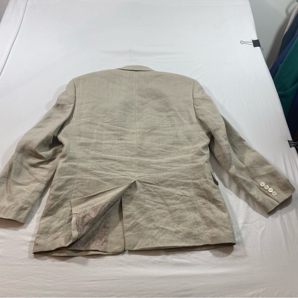 Rugby Lauren Ralph Lauren Blazer Sports coat Men 40S 2 button 100% Linen Oatmeal - Picture 12 of 13